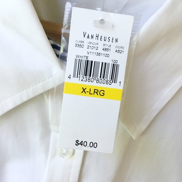 Van Heusen Crisp White Button Down - NWT - Small Flaw - Picture 5 of 7